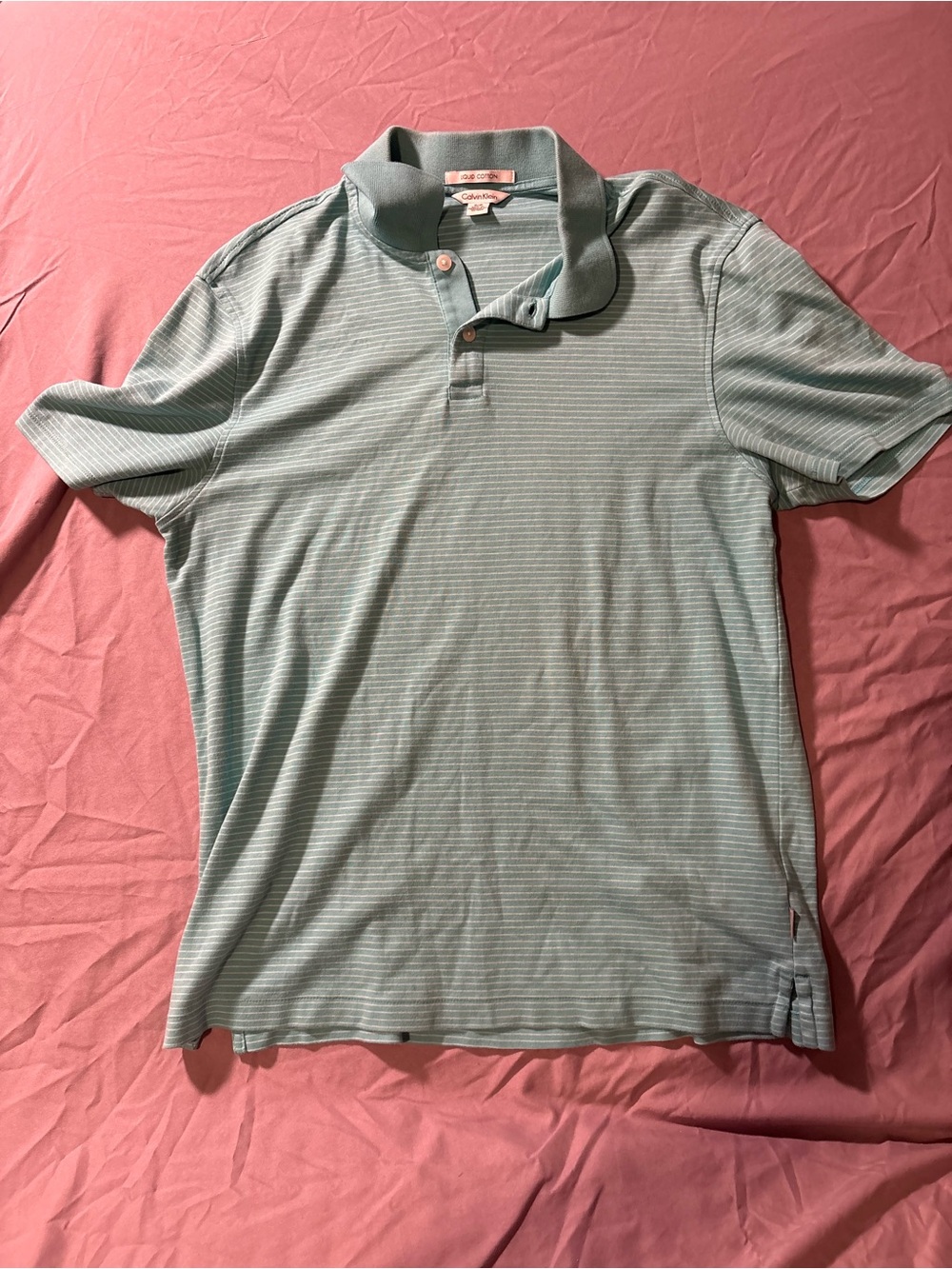 Calvin Klein Men’s Mint Green Thin-Stripe Polo